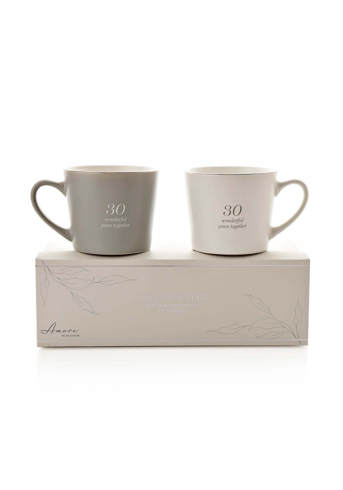 Amore By Juliana Set Of 2 Grey & White Mugs - 30Th Anniversary 1 Shaws Department Stores