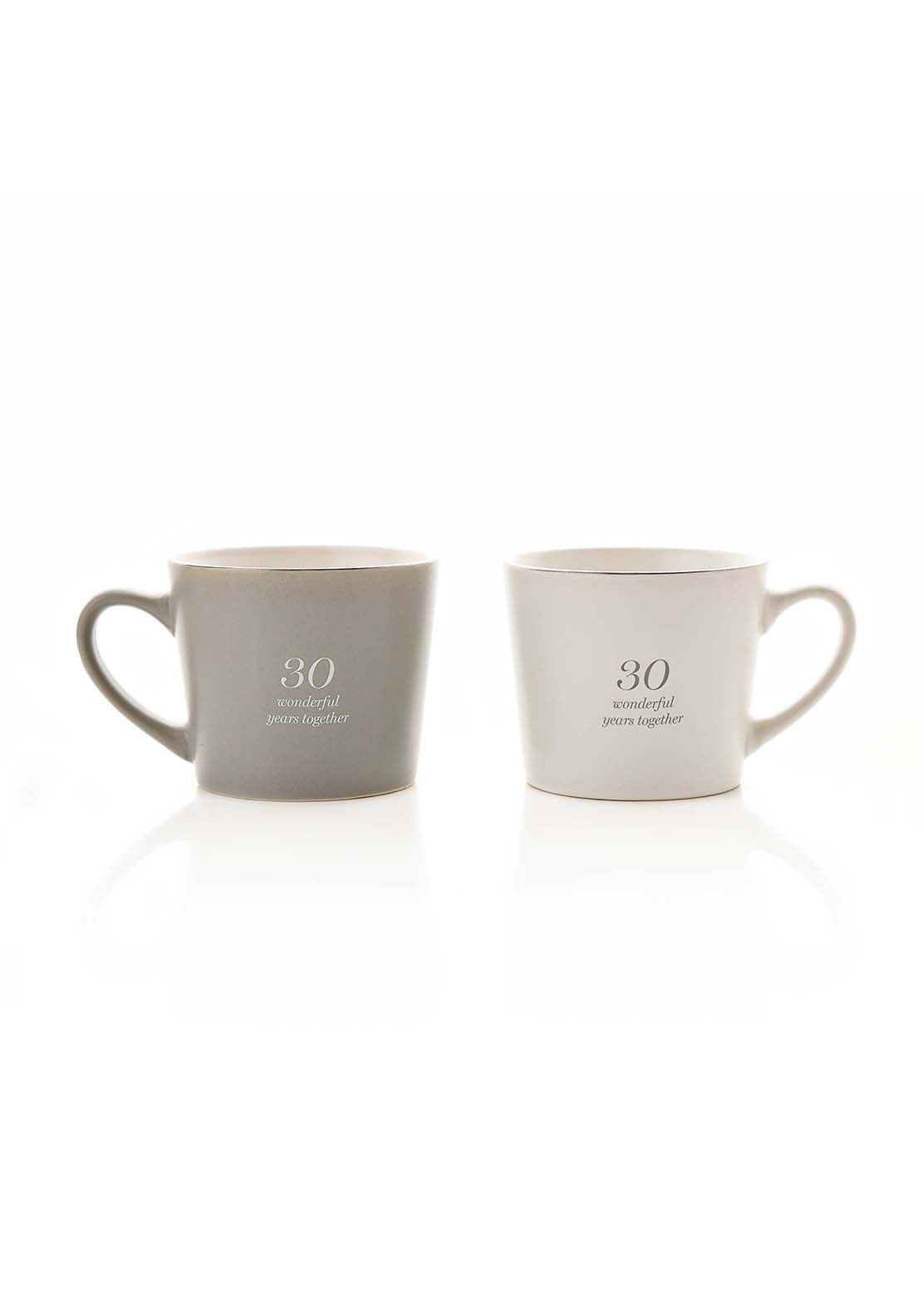 Amore By Juliana Set Of 2 Grey & White Mugs - 30Th Anniversary 2 Shaws Department Stores