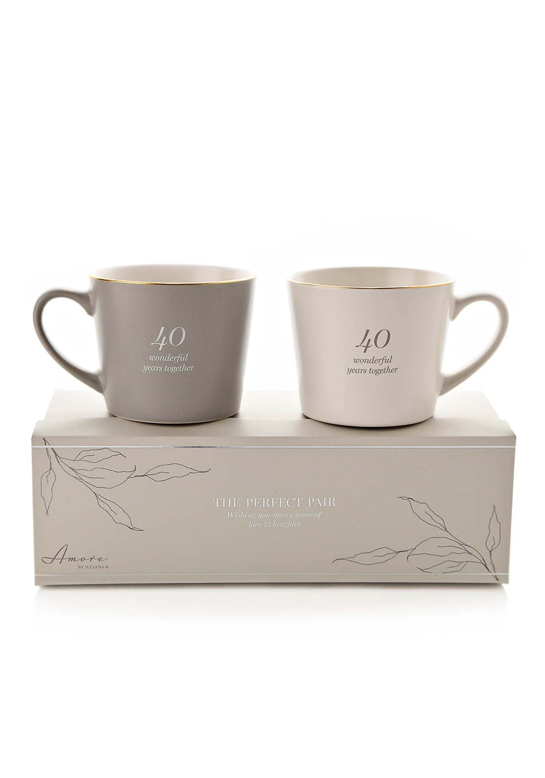 Amore By Juliana Set Of 2 Grey & White Mugs - 40Th Anniversary 1 Shaws Department Stores
