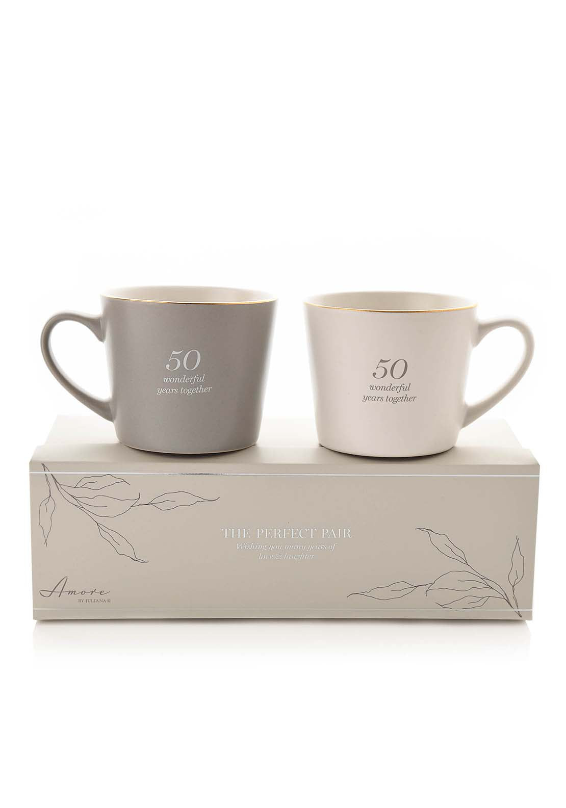 Amore By Juliana Set Of 2 Grey & White Mugs - 50Th Anniversary 1 Shaws Department Stores