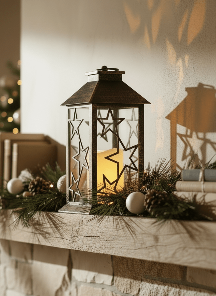 The Home Christmas LED Lantern Star Design - Black 1 Shaws Department Stores
