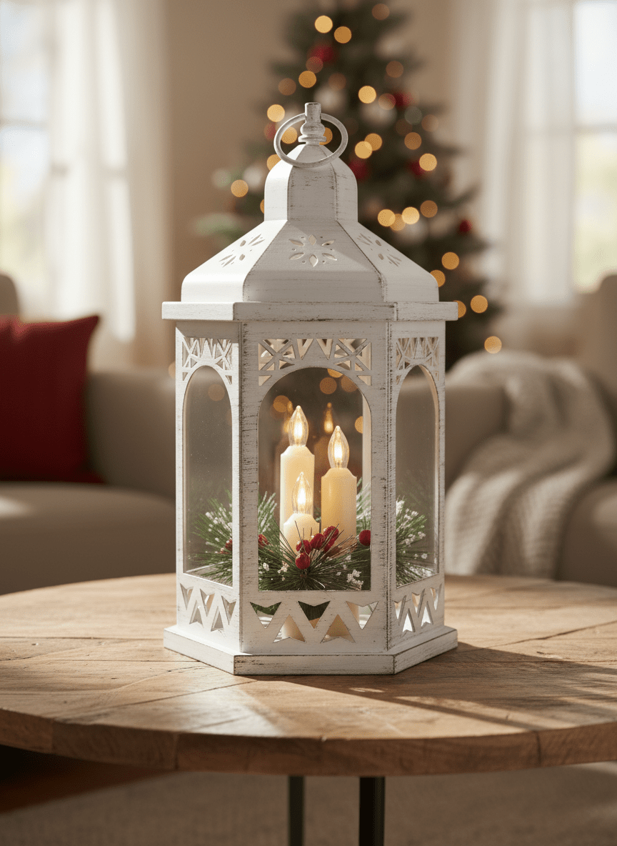 The Home Christmas Lantern With 3 Led Candles 1 Shaws Department Stores