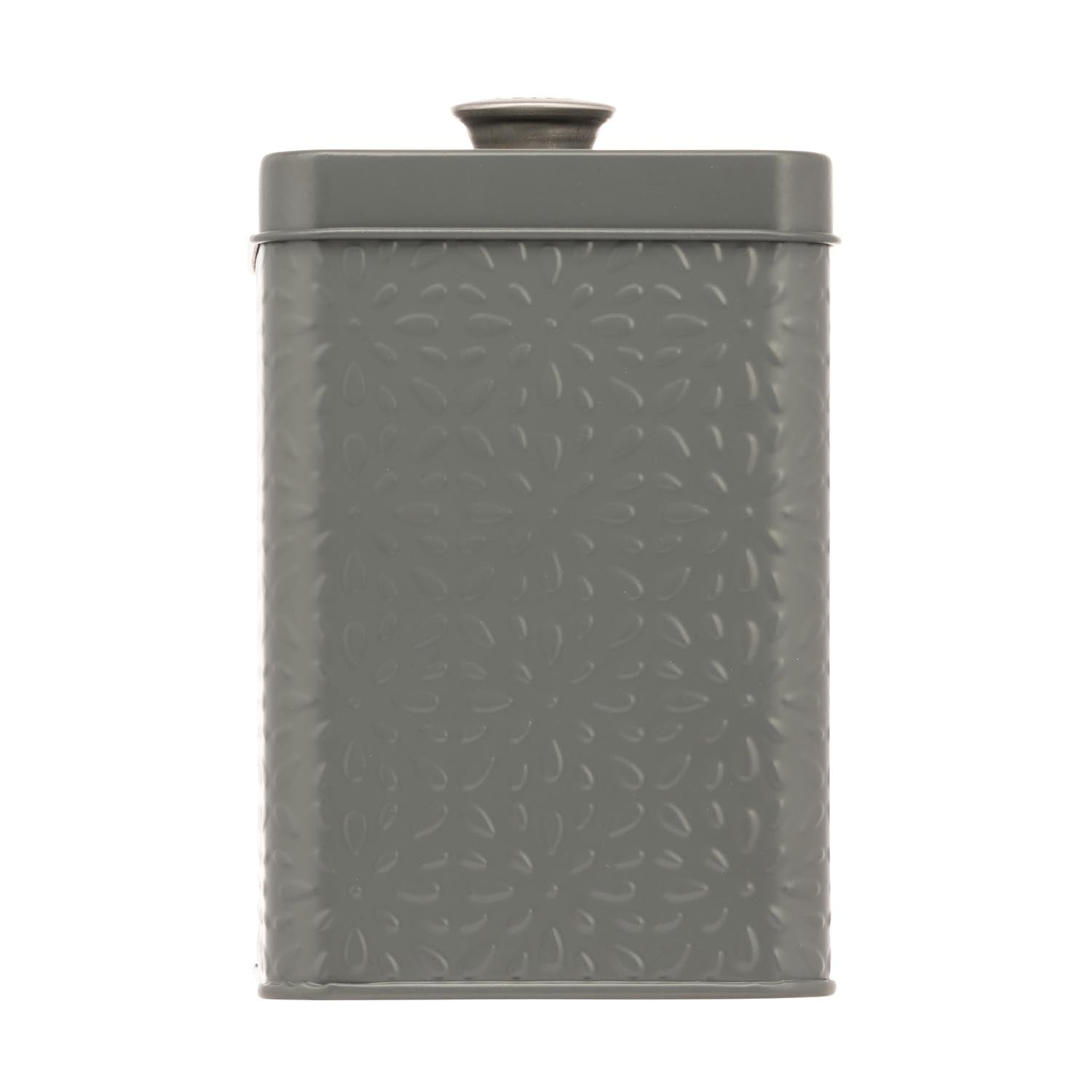 The Home Artisan Street Embossed Storage Can - Grey 1 Shaws Department Stores