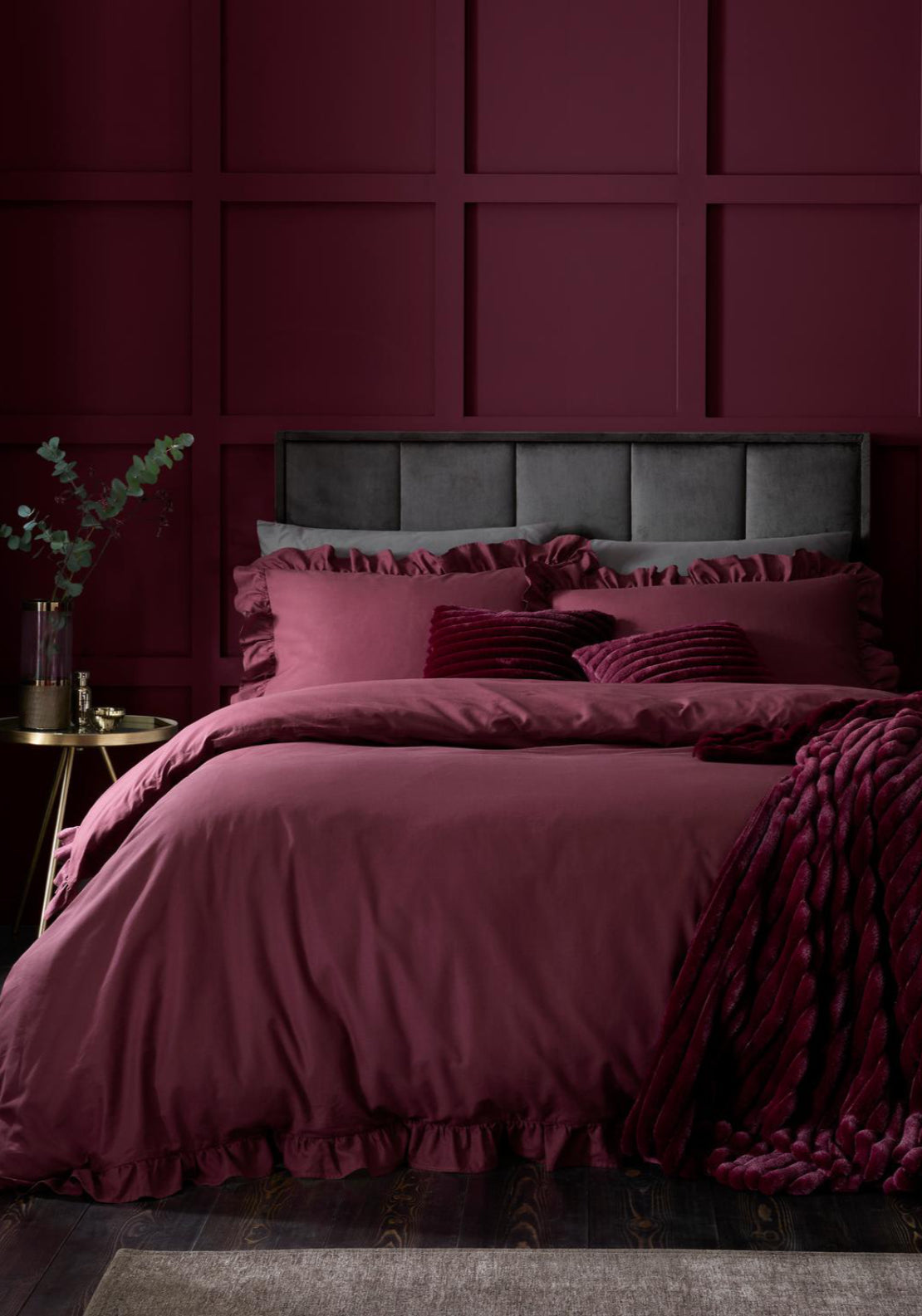 Heather & Ferne 100% Cotton Casey Frill Duvet Cover Set - Berry 4 Shaws Department Stores