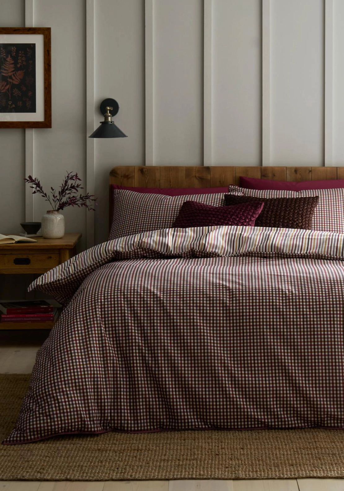 Mini Check Duvet Cover Set - Berry