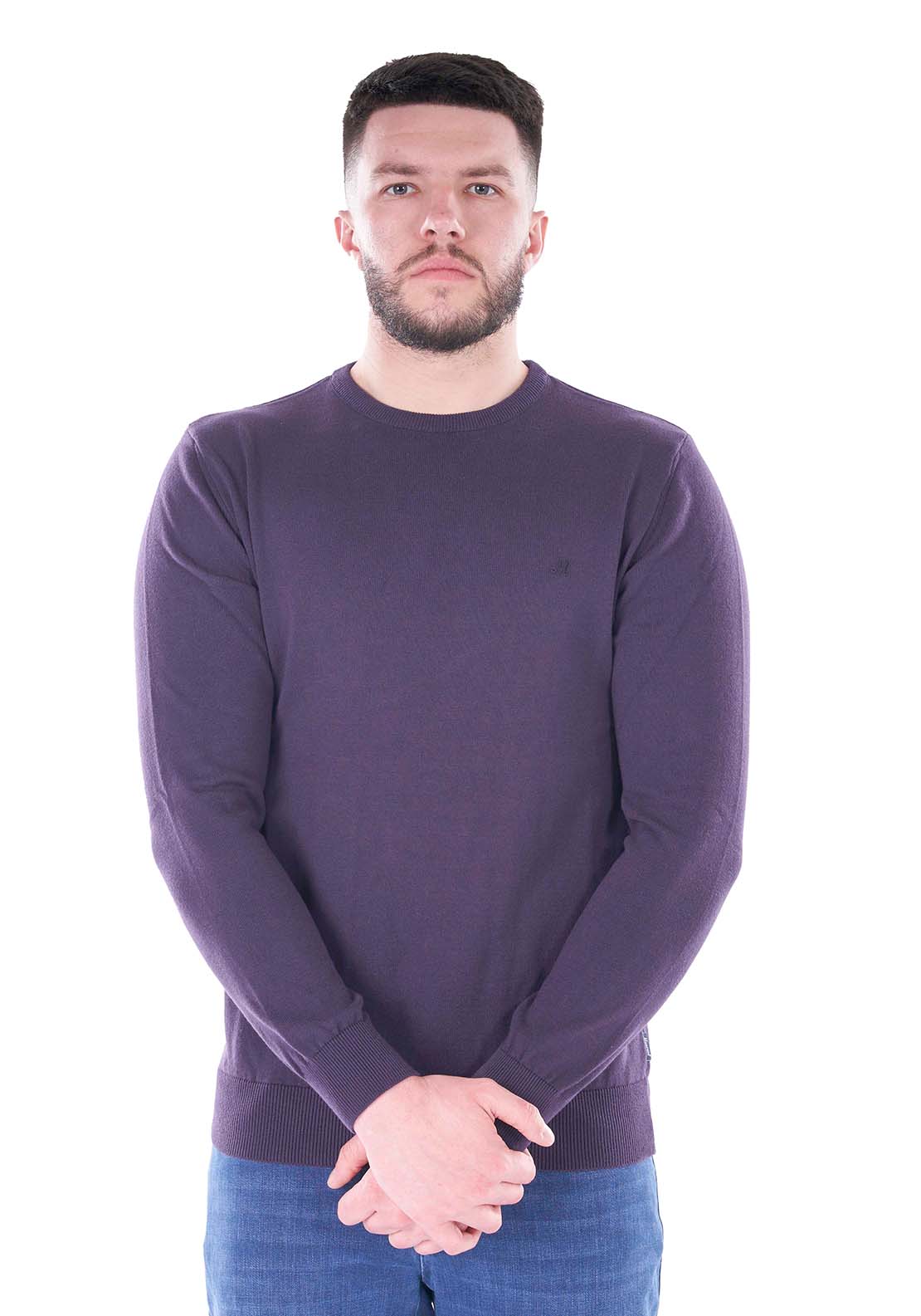 Mineral Ariana Crew Neck Knit - Grape 1 Shaws Department Stores