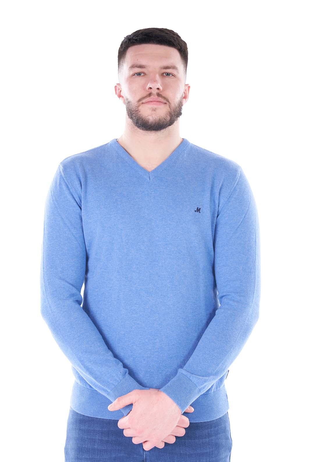 Mineral Azenha Vneck Knit - Blue 1 Shaws Department Stores