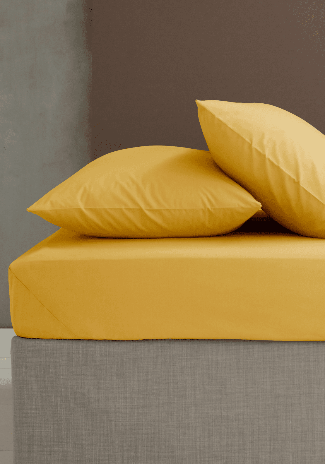 Catherine Lansfield Sheets Easy Iron Percale Combed Fitted Sheet - Ochre 2 Shaws Department Stores