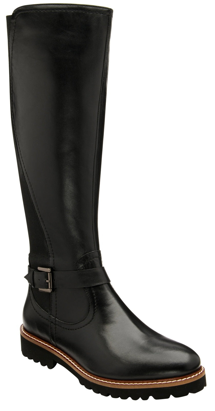 Lotus Belverdere Ladies Flat Knee High Boot - Black Leather 2 Shaws Department Stores