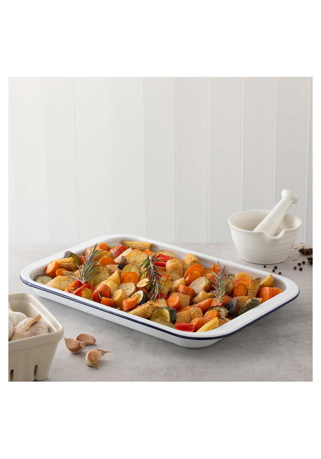 Hairy Bikers Hairy Bikers Enamelled Oven Tray - White 3 Shaws Department Stores