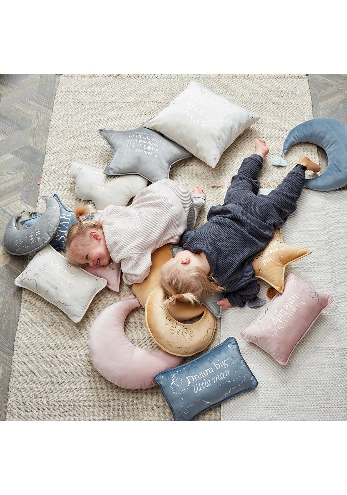 Bambino By Juliana Little Star Velvet Cushion 30Cm Blue 2 Shaws Department Stores