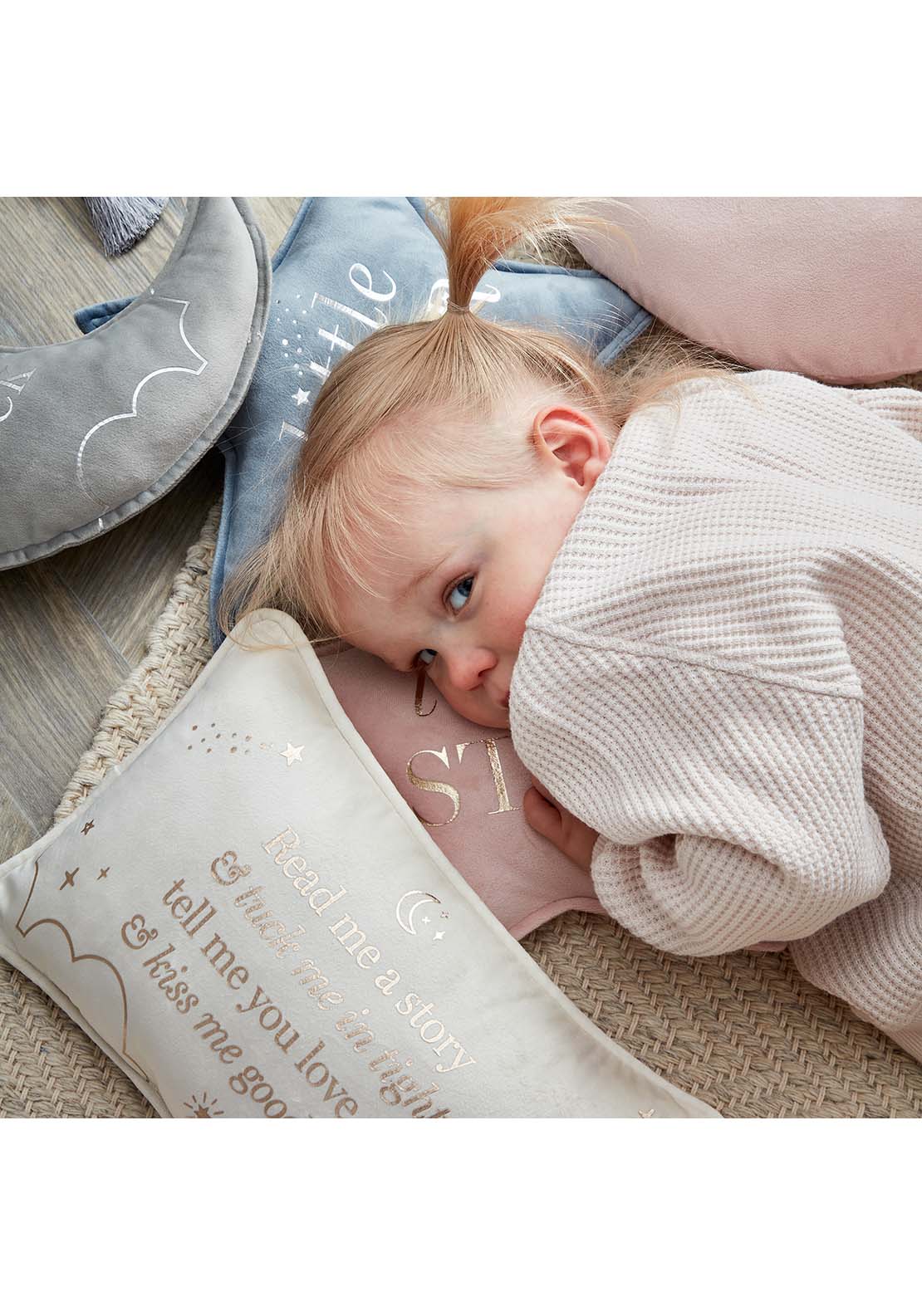 Bambino By Juliana Rectangle Velvet Cushion "Read Me A Story" 33Cm 2 Shaws Department Stores