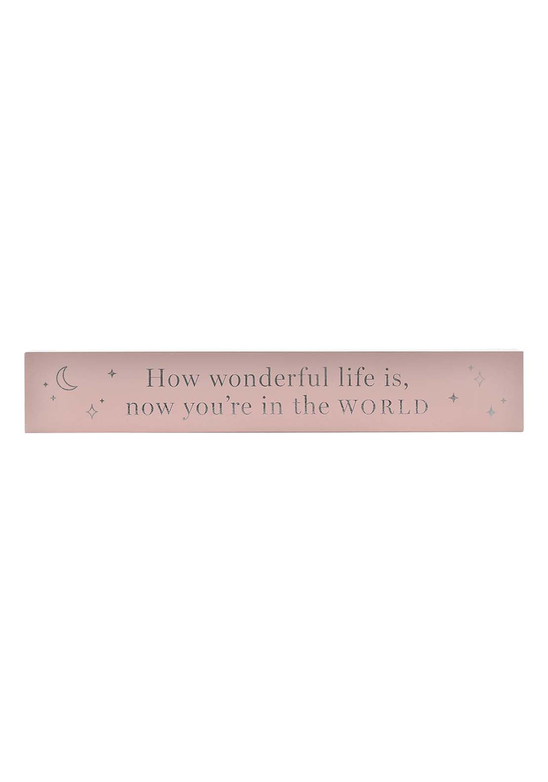 Bambino By Juliana Multi 3 Bambino Wooden Long Plaque "The World" Pink 2 Shaws Department Stores
