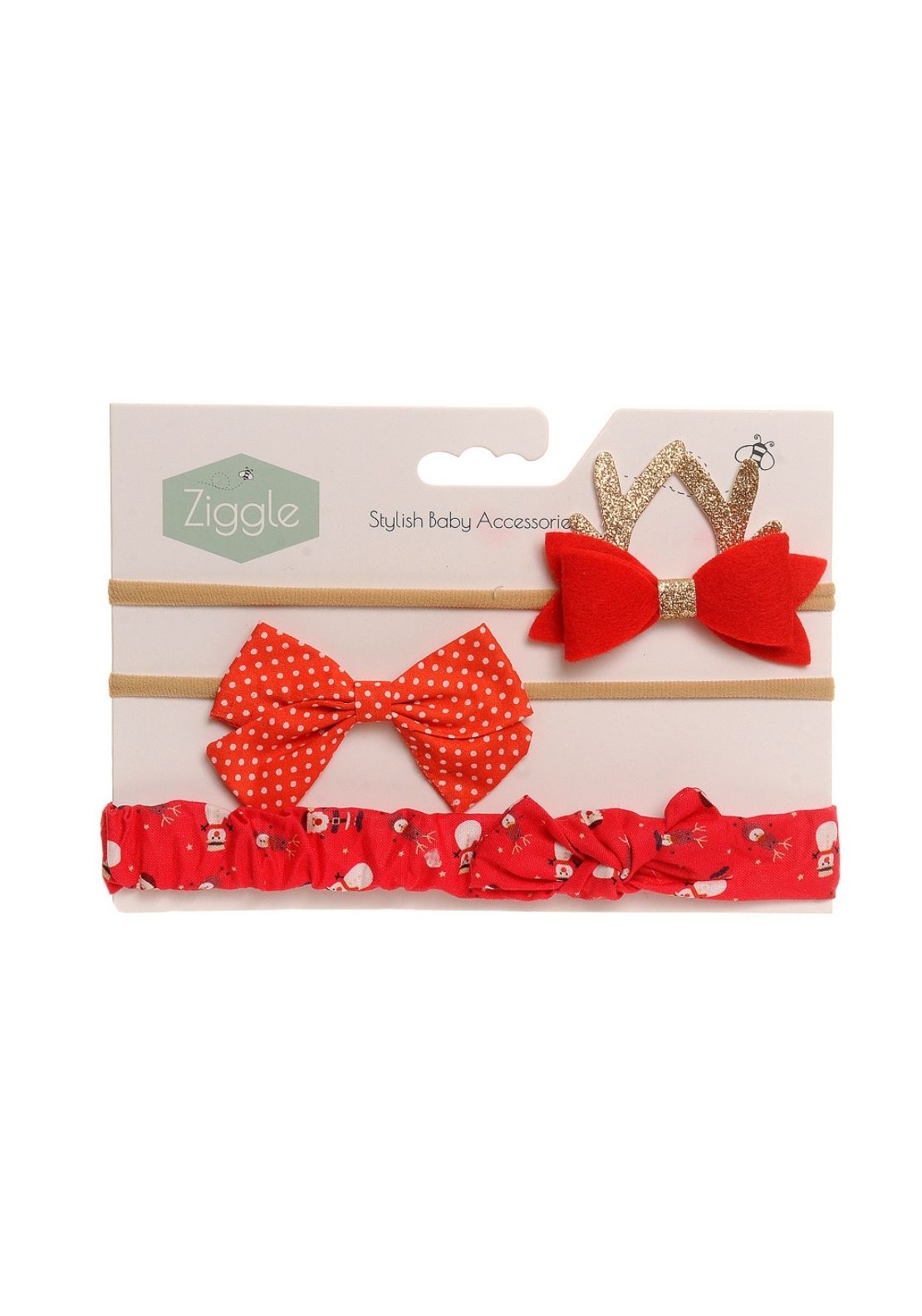 Ziggle Christmas Bow Headbands - Red Multi 1 Shaws Department Stores