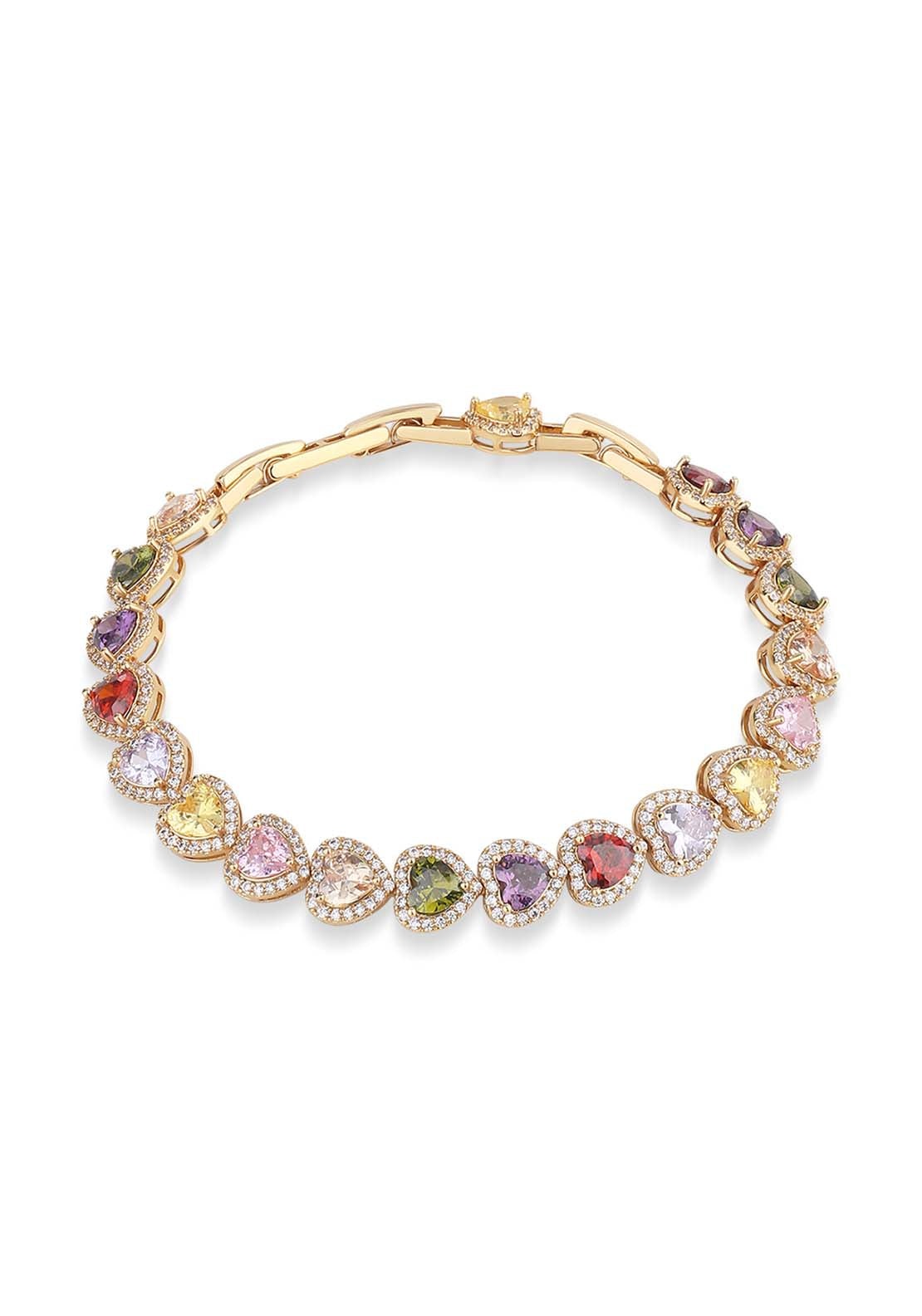 Gold Plated Heart Cubic Zirconia Bracelet - Rose Gold