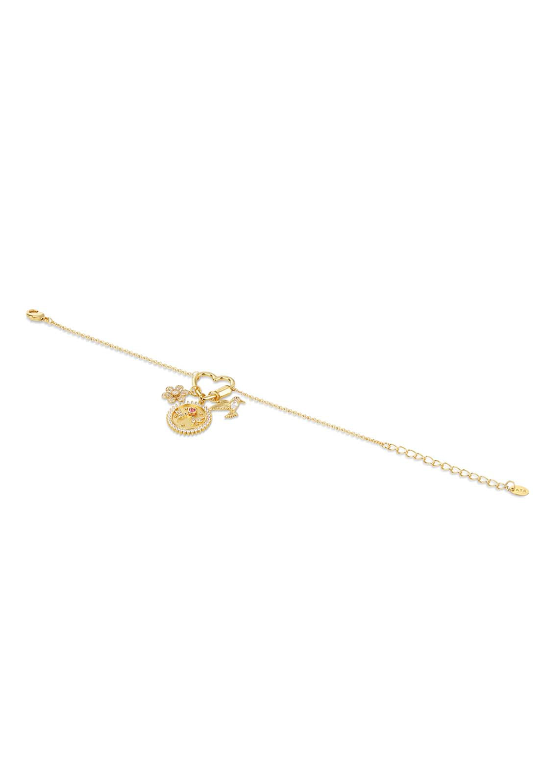 Gold Plated Bird Charm Bracele - Rose Gold