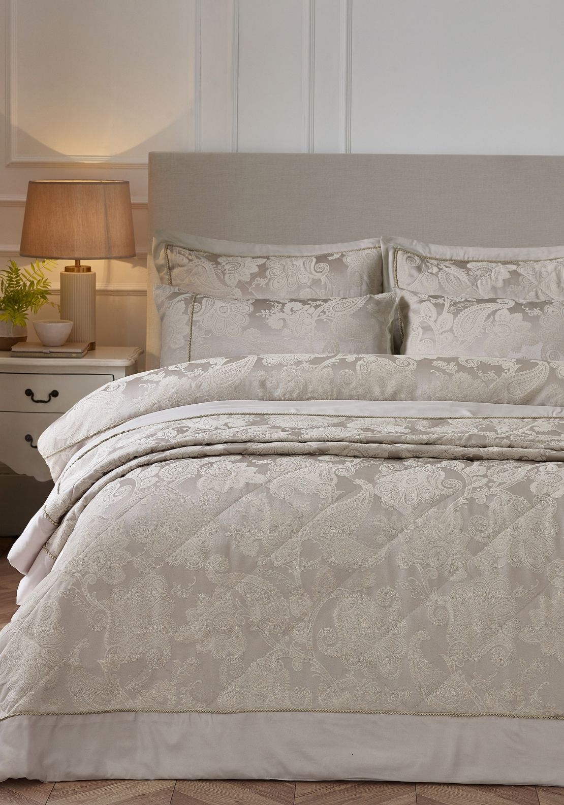 The Home Luxury Collection Jacquard Bedspread - Cream 1 Shaws Department Stores