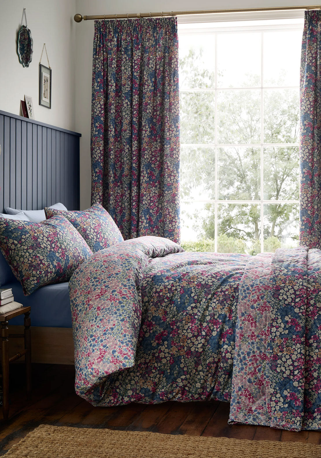 Heather & Ferne Esther Bedspread - Navy 2 Shaws Department Stores