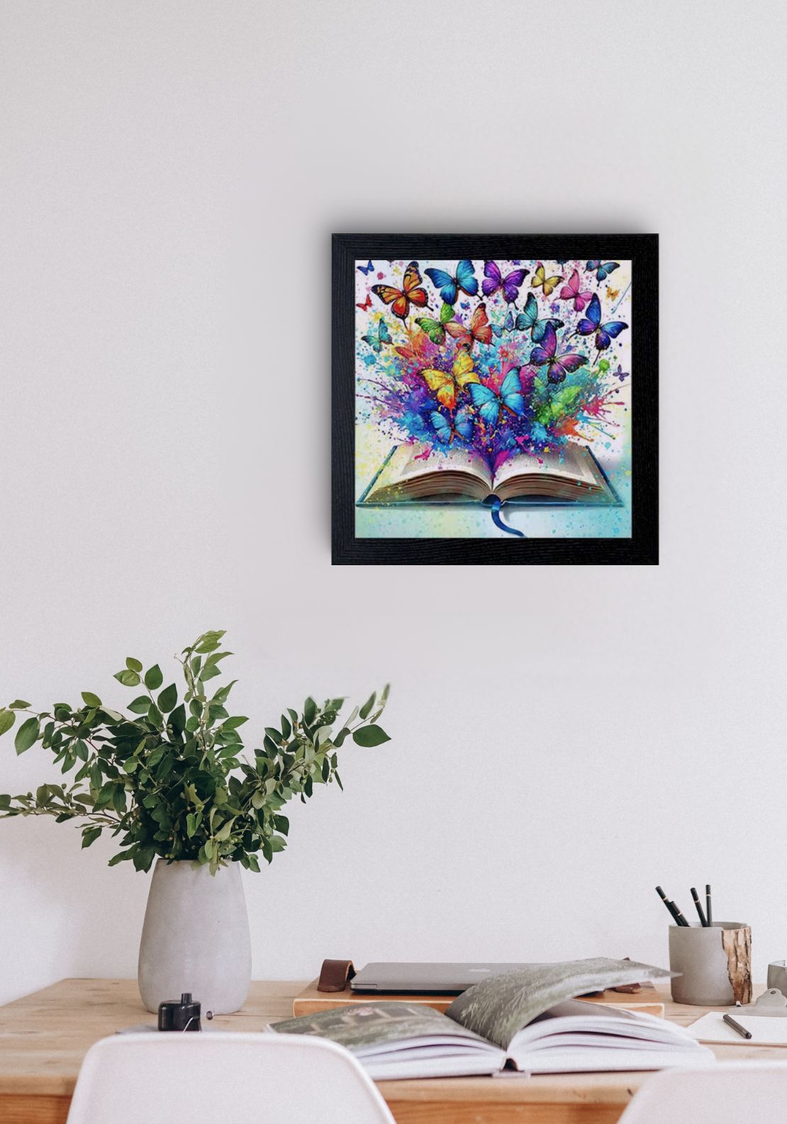 The Home Collection Butterflies & Book Framed Picture - Black 2 Shaws Department Stores