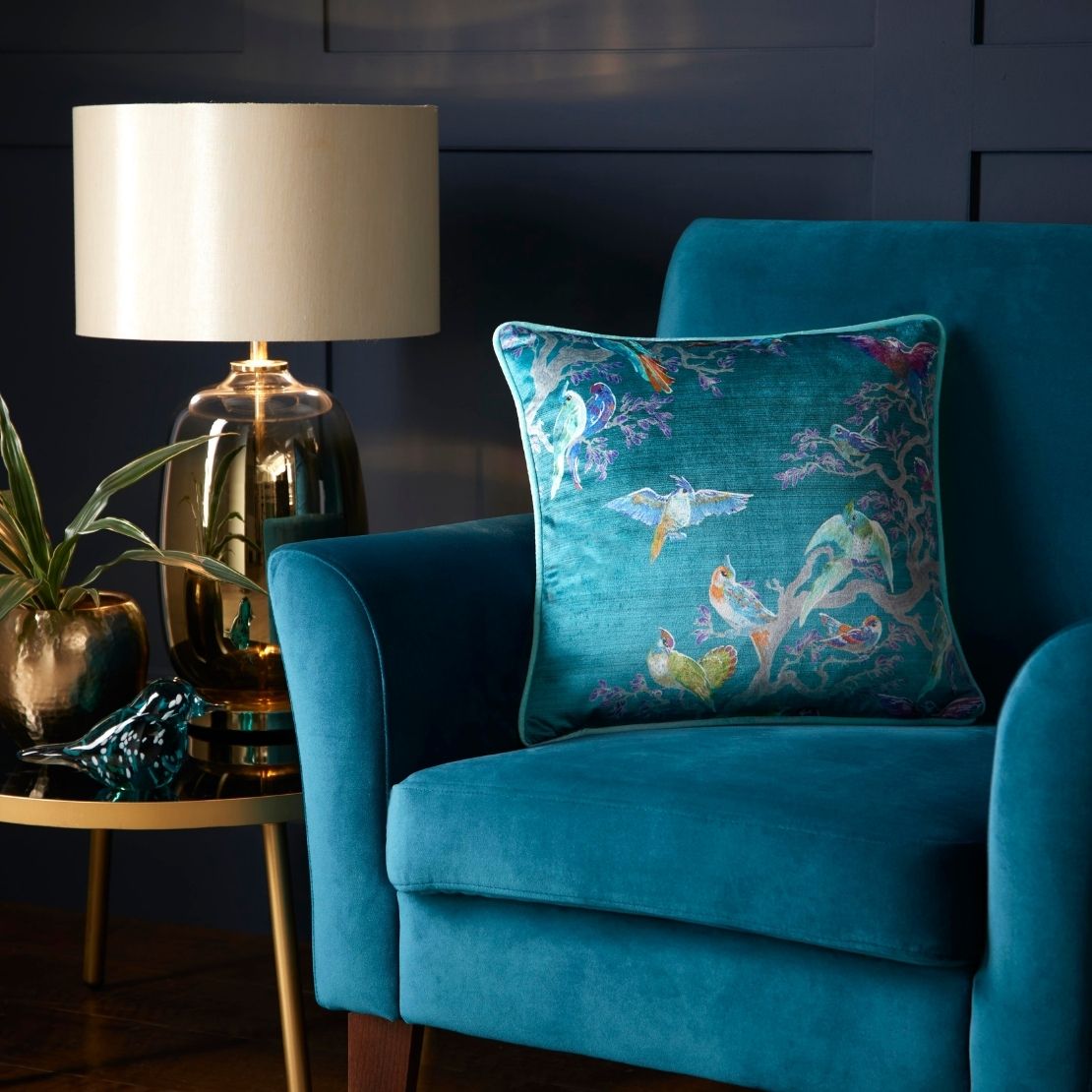 Laurence Llewelyn-bowen Birdity Absurdity Filled Cushion - Blue 1 Shaws Department Stores