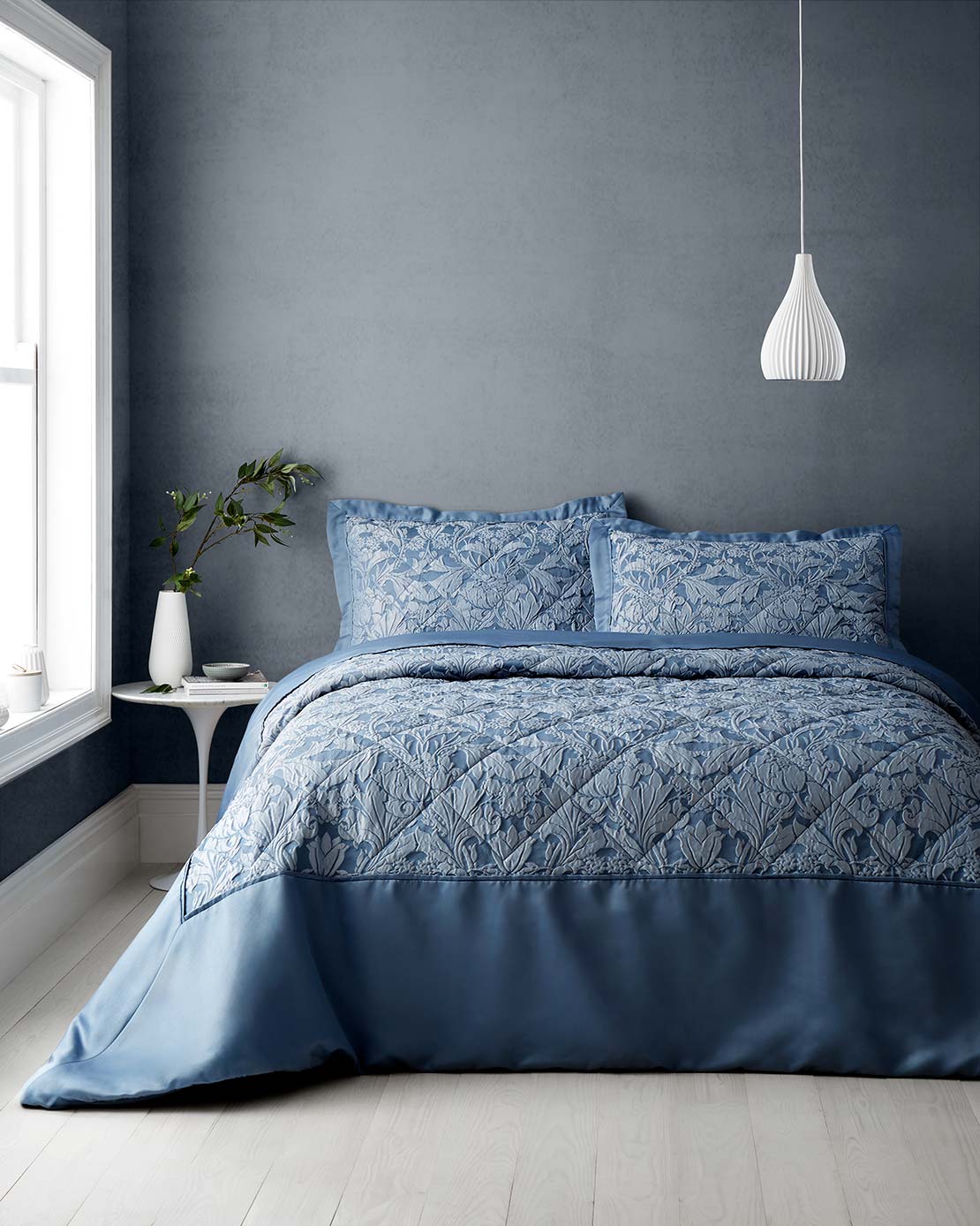 Heather & Ferne Blenheim Bedspread Set - Blue 1 Shaws Department Stores
