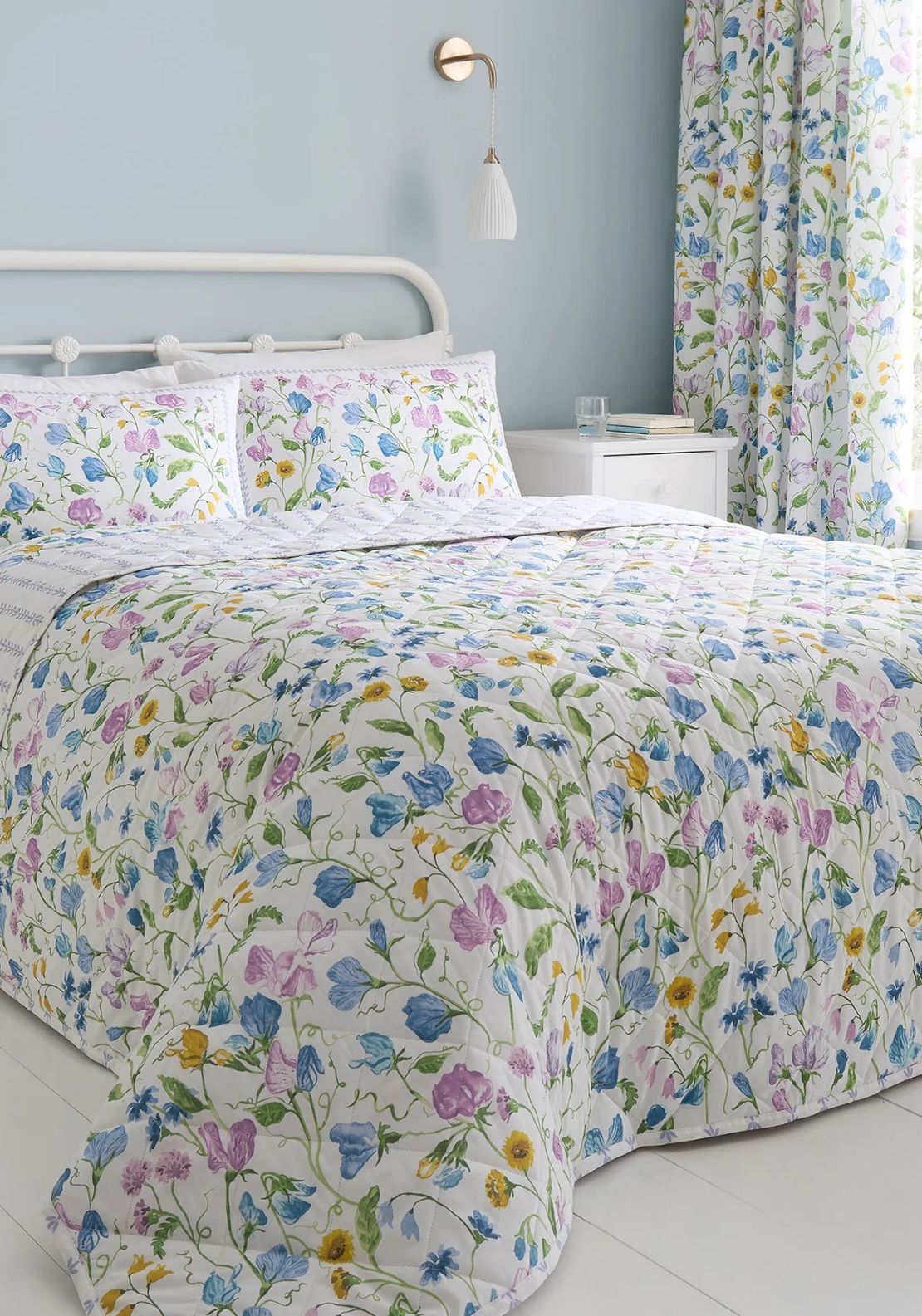 The Home Luxury Collection 100% Cotton Botanics Bedspread 230cm x 220cm - Purple 1 Shaws Department Stores