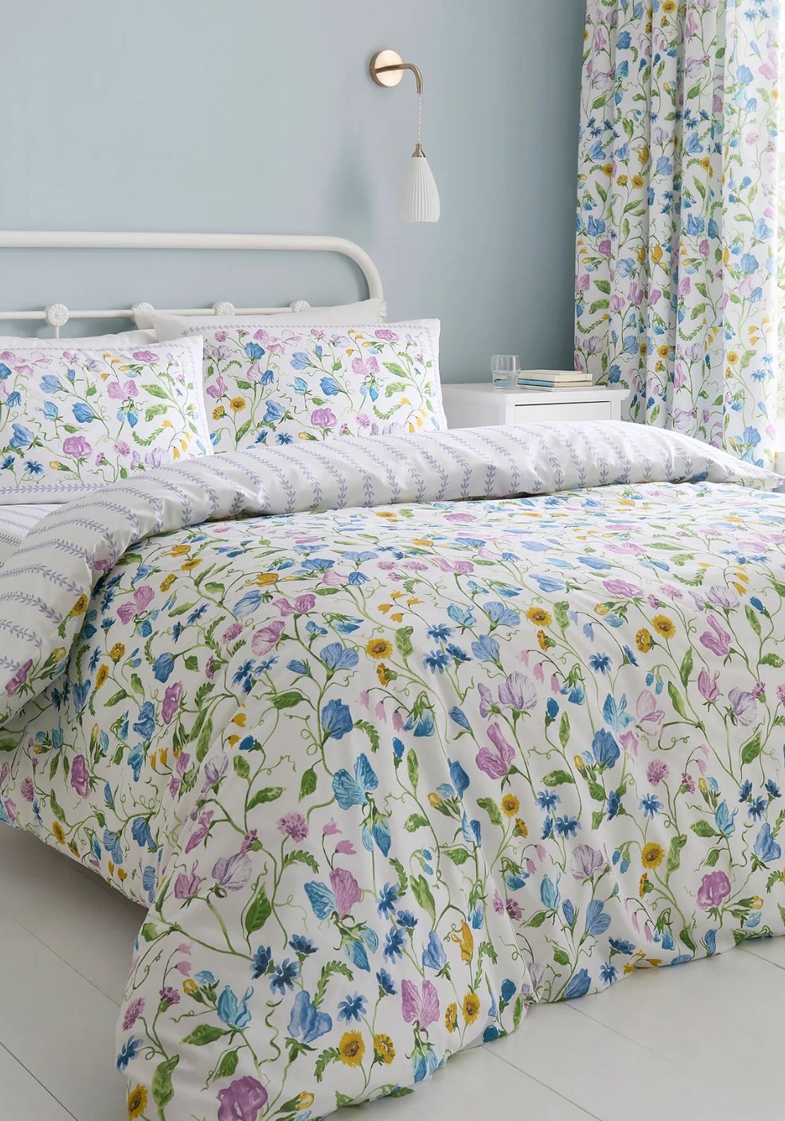 The Home Luxury Collection 100% Cotton Botanics Duvet Cover Set - Purple 1 Shaws Department Stores