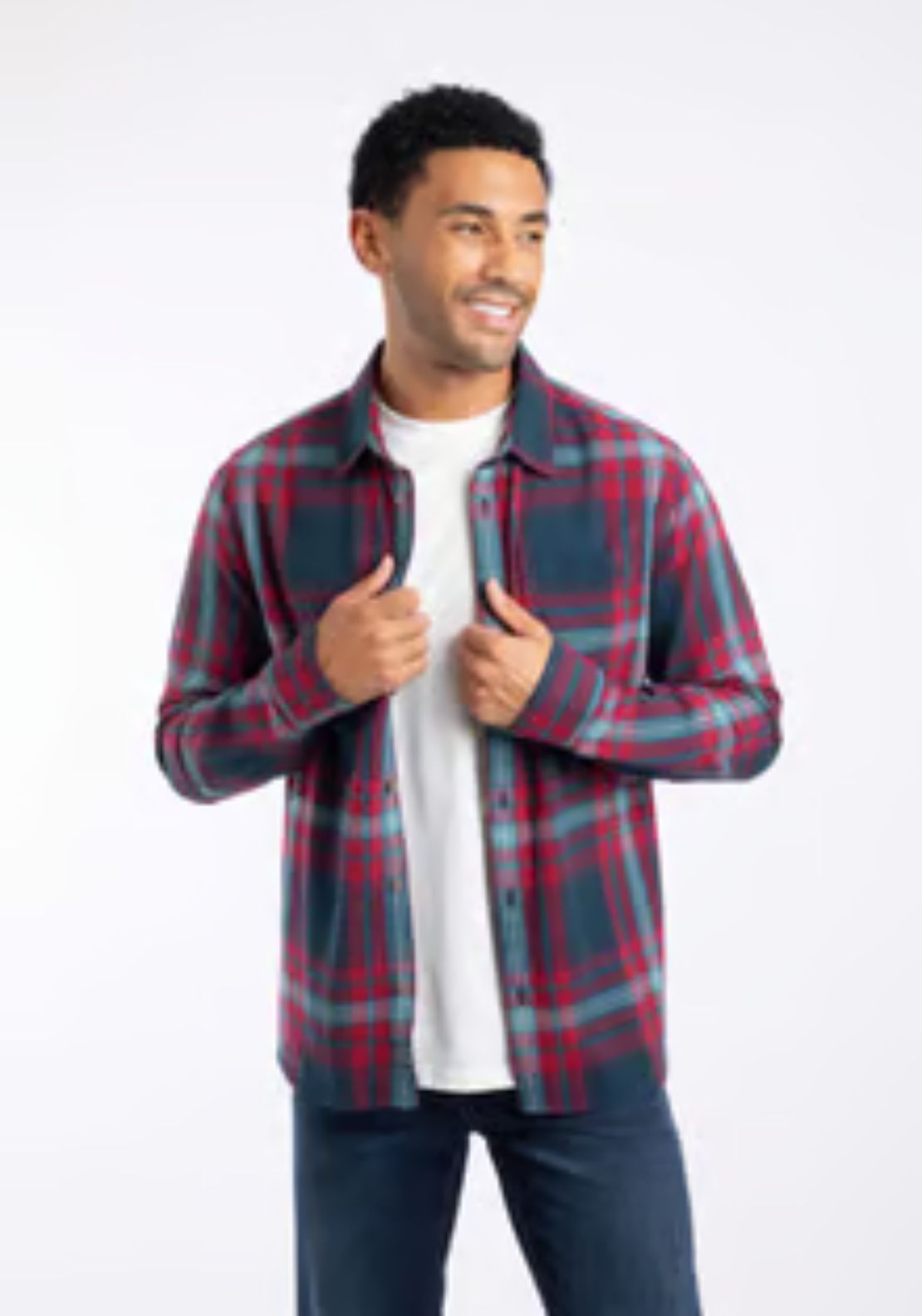 Weird Fish Broxton Herringbone Check Shirt - Red 1 Shaws Department Stores