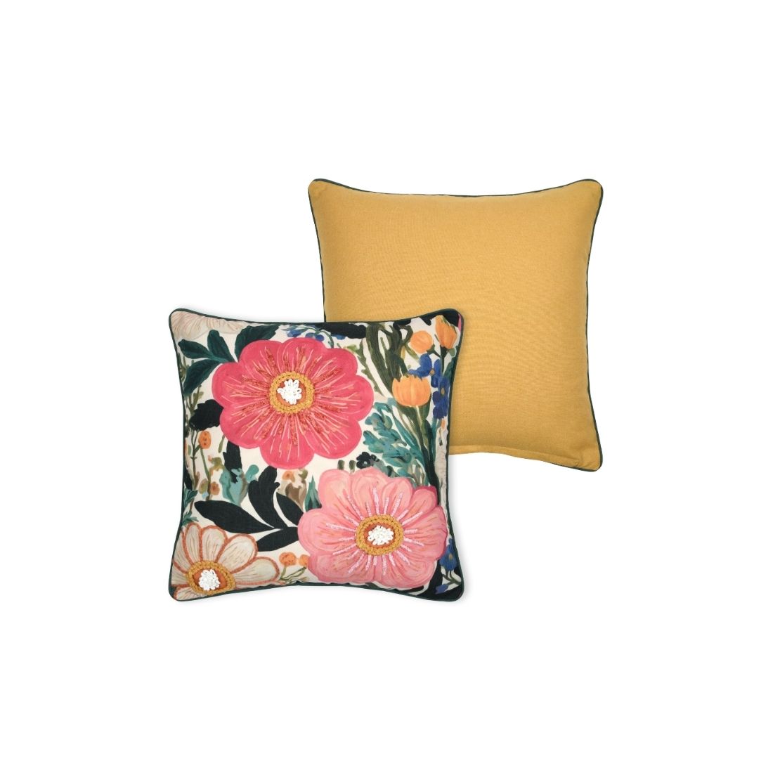 Floral Print Throw Cushion - Multicolore