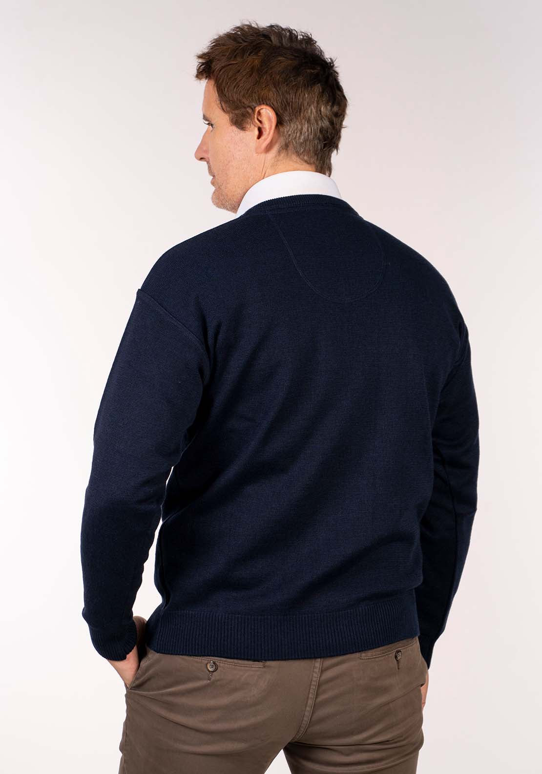 Yeats Plain V Neck Knit - Navy 5 Shaws Department Stores