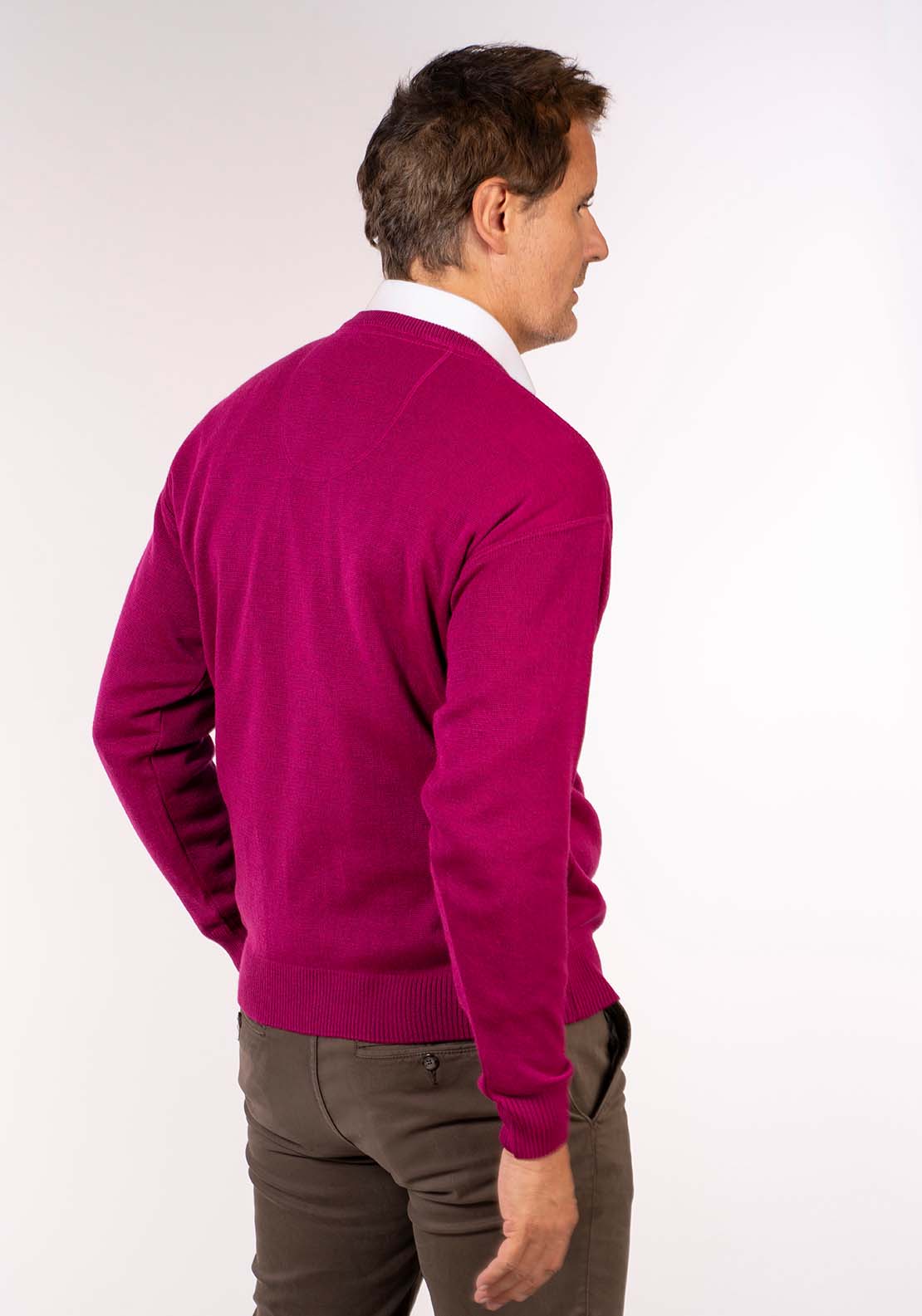Yeats Plain V Neck Knit - Cerice Rose 3 Shaws Department Stores