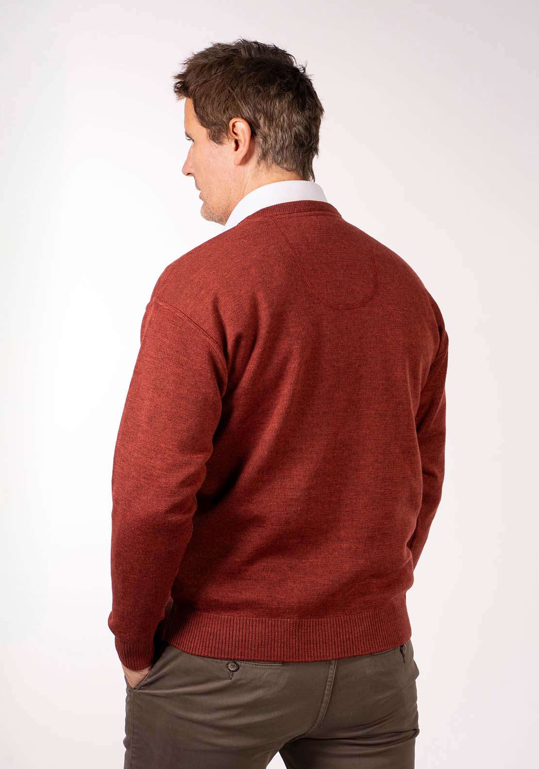 Yeats Plain V Neck Knit - Rust 5 Shaws Department Stores