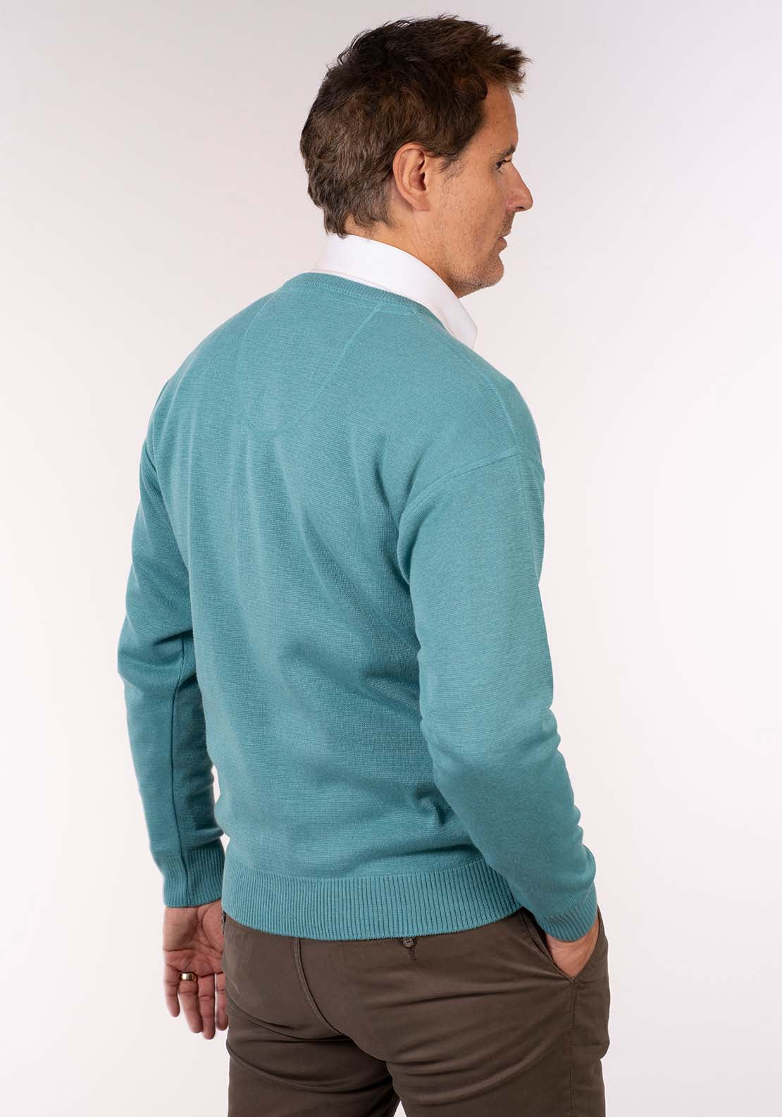 Yeats Plain V Neck Knit - Malta Mint 3 Shaws Department Stores