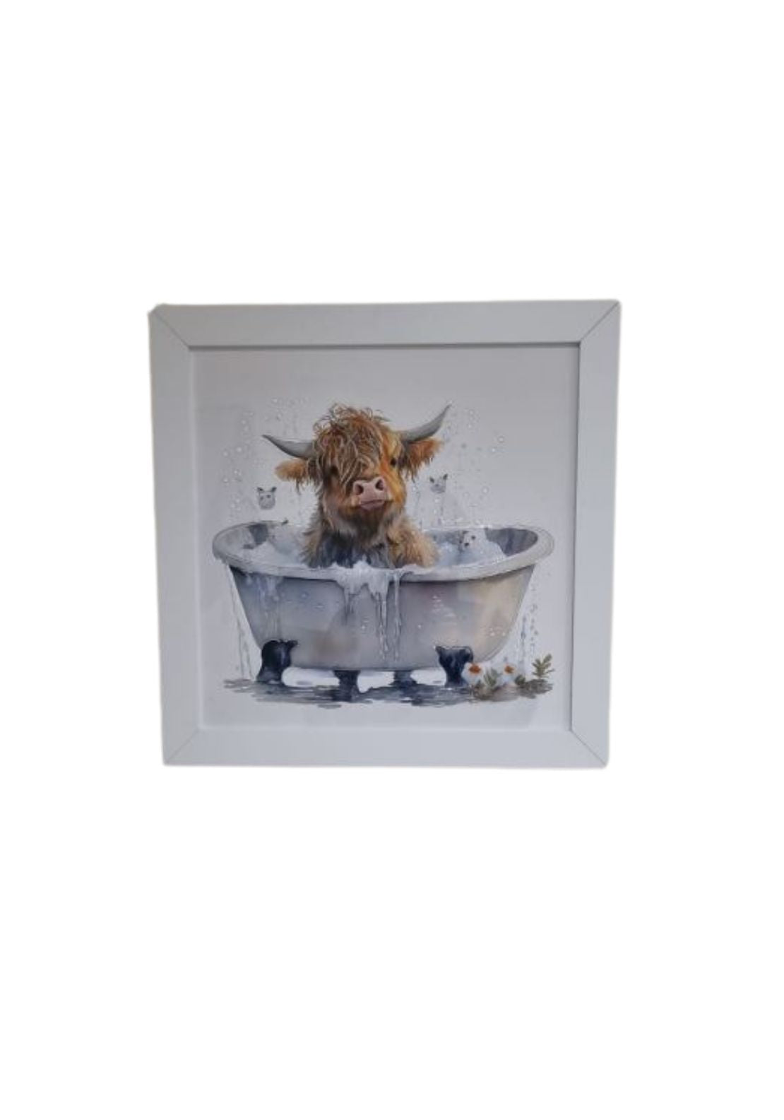 The Home Collection Calf In Bath Framed Picture - White 1 Shaws Department Stores