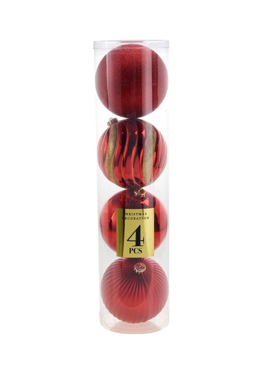 Set Of 4 Christmas Balls - Red