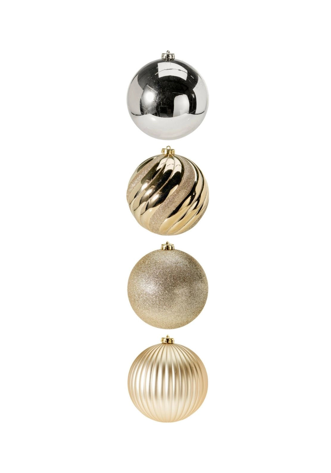 Set Of 4 Christmas Balls - Gold