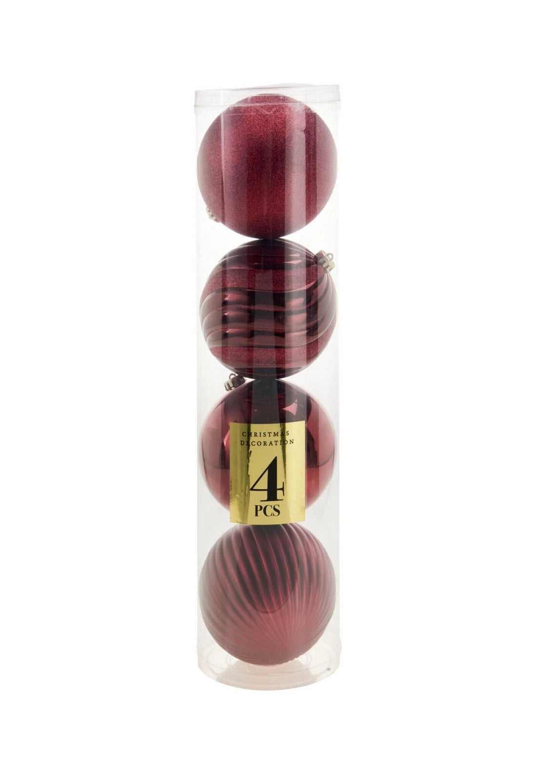 Set Of 4 Christmas Balls - Wine
