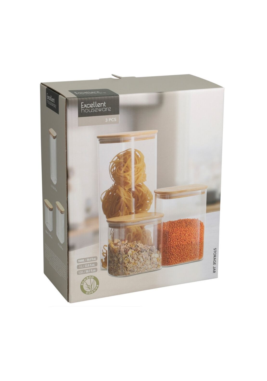Set of 3 Storage Jars - Clear