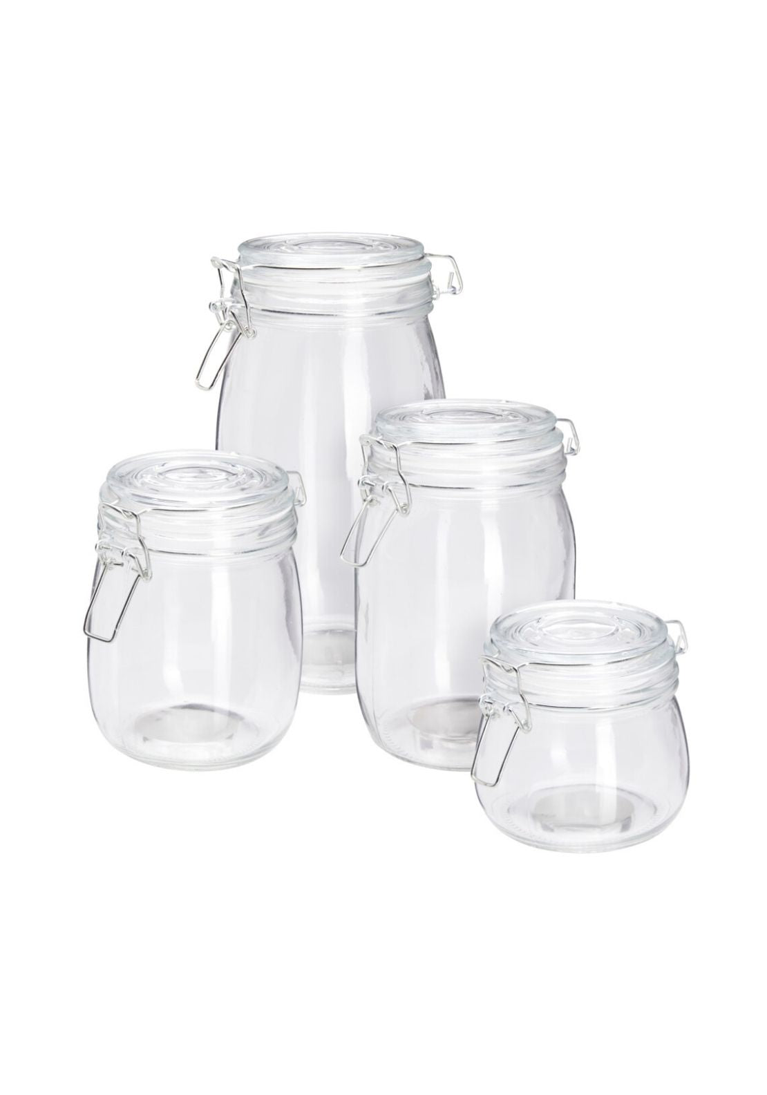 Set of 4 Glass Storage Jars - Clear