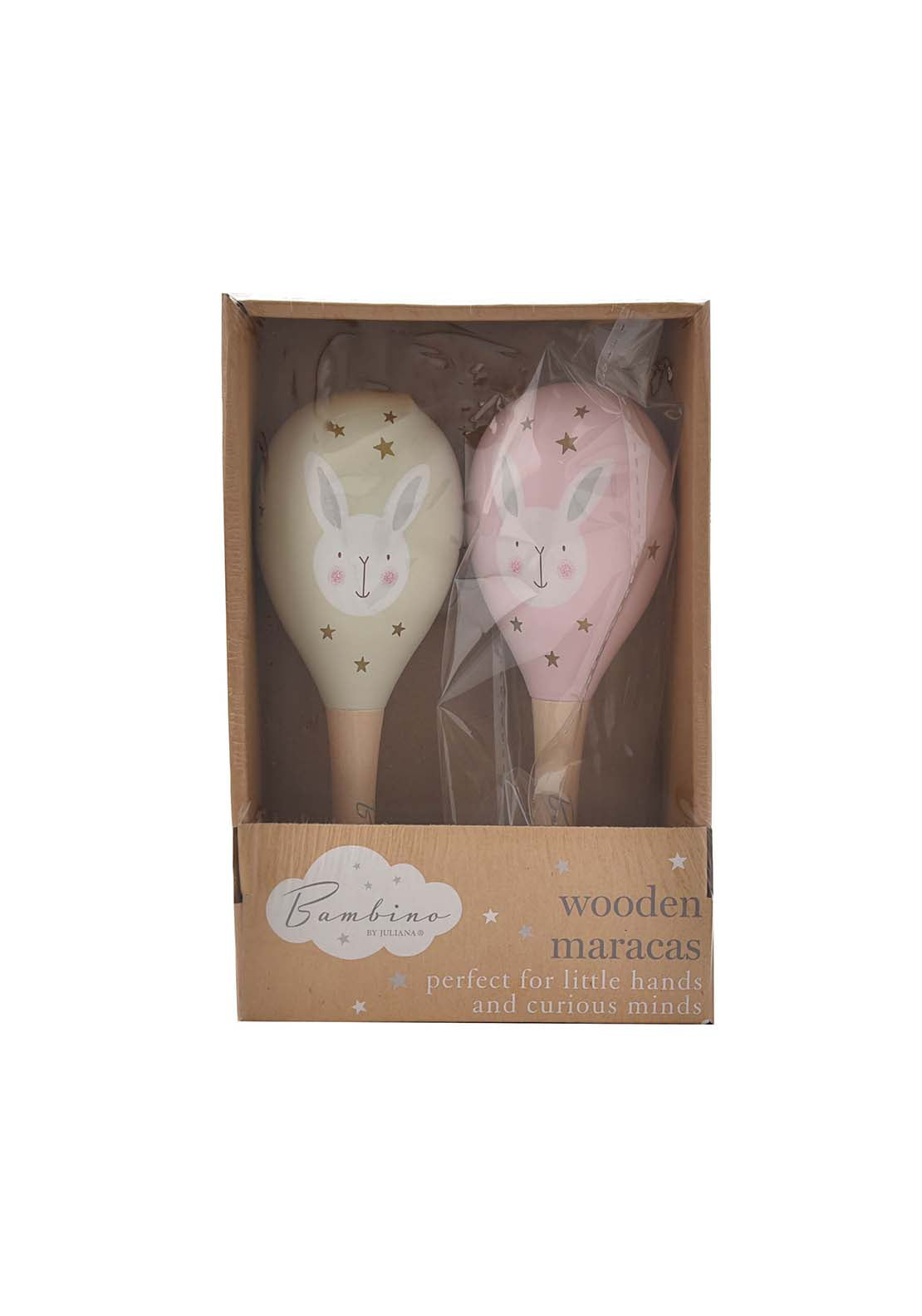 Bambino By Juliana Toy Wooden Maracas Rabbit Pink 2 Shaws Department Stores