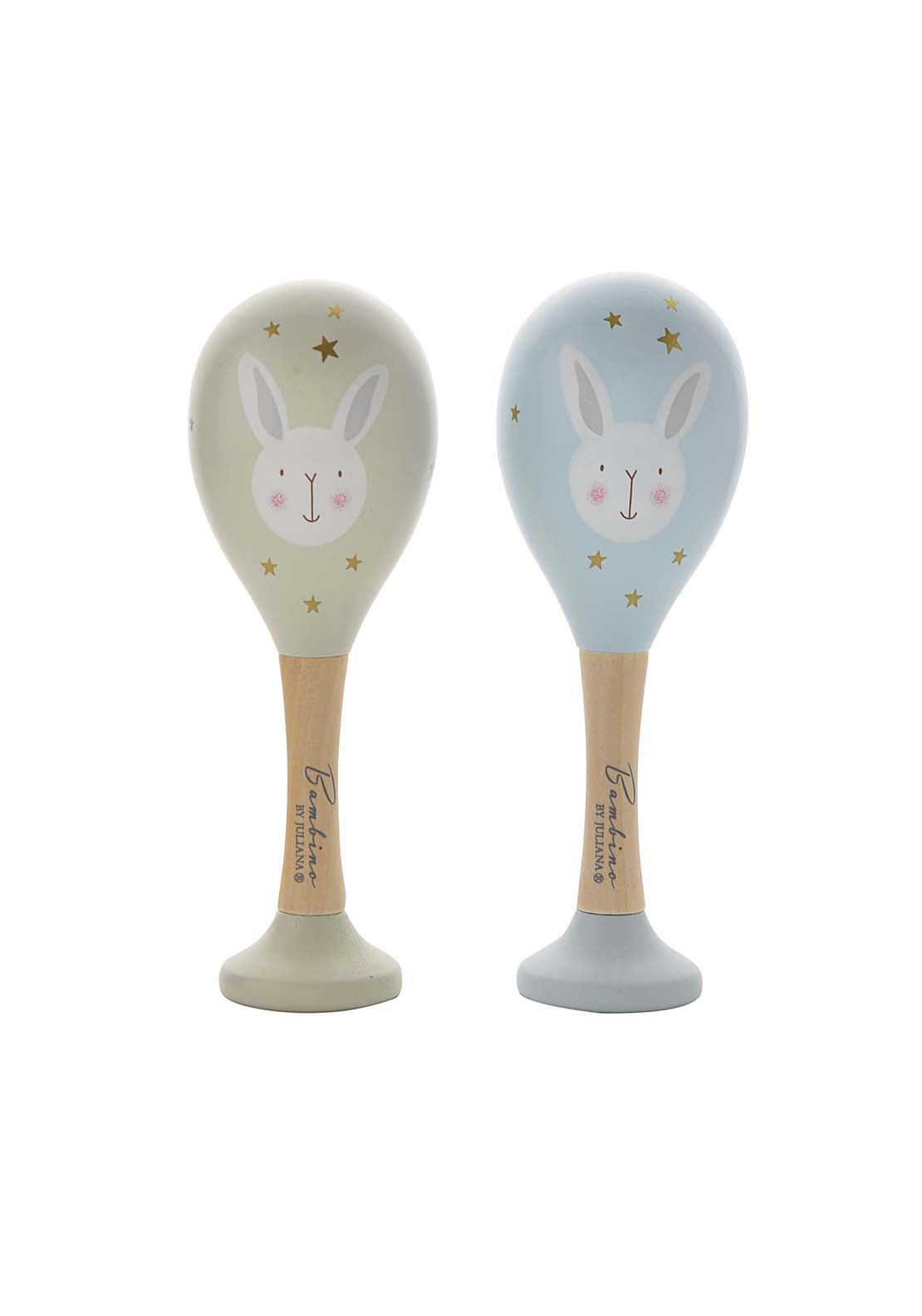 Bambino By Juliana Toy Wooden Maracas Rabbit Blue 1 Shaws Department Stores