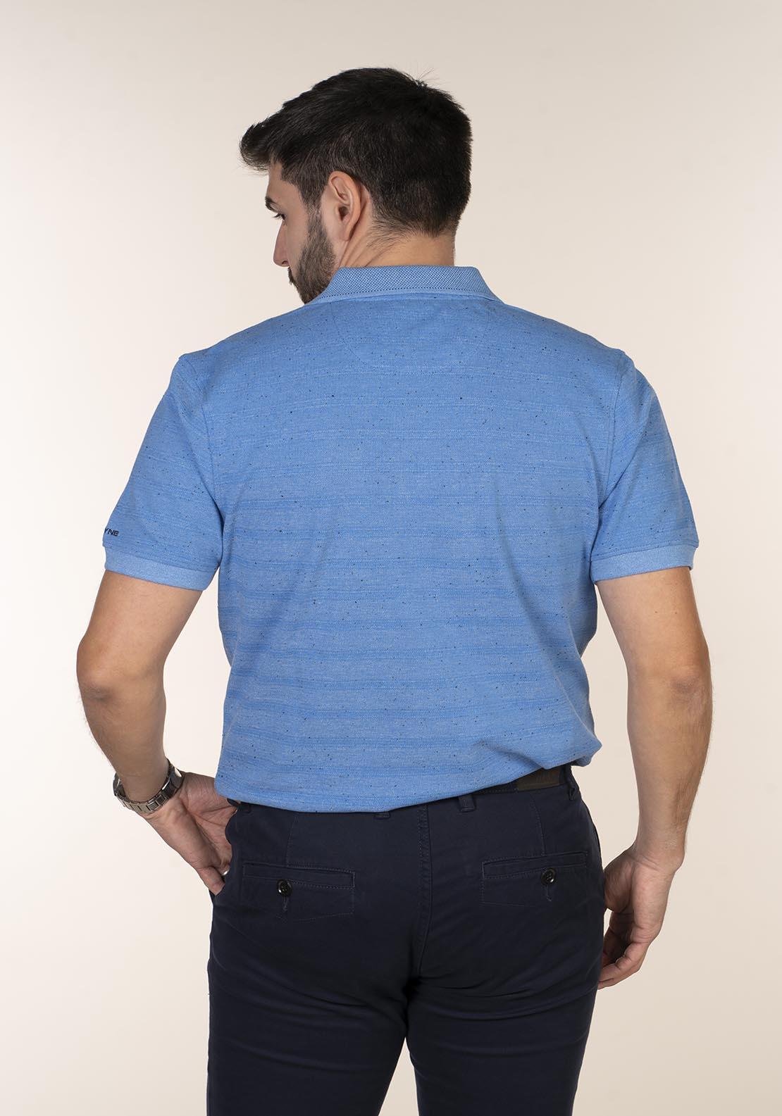 Chris Cayne Short Sleeve Slub Polo - Blue 5 Shaws Department Stores