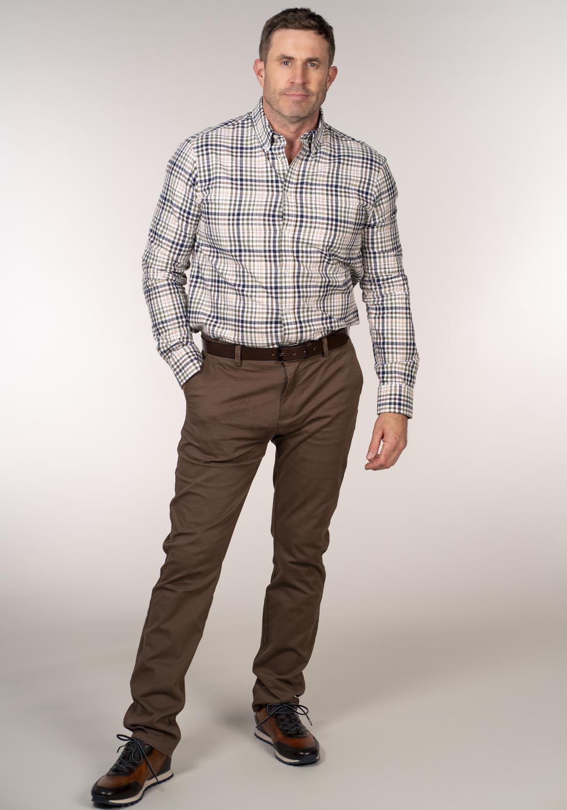 Chris Cayne Long Sleeve Check Shirt - Green 5 Shaws Department Stores