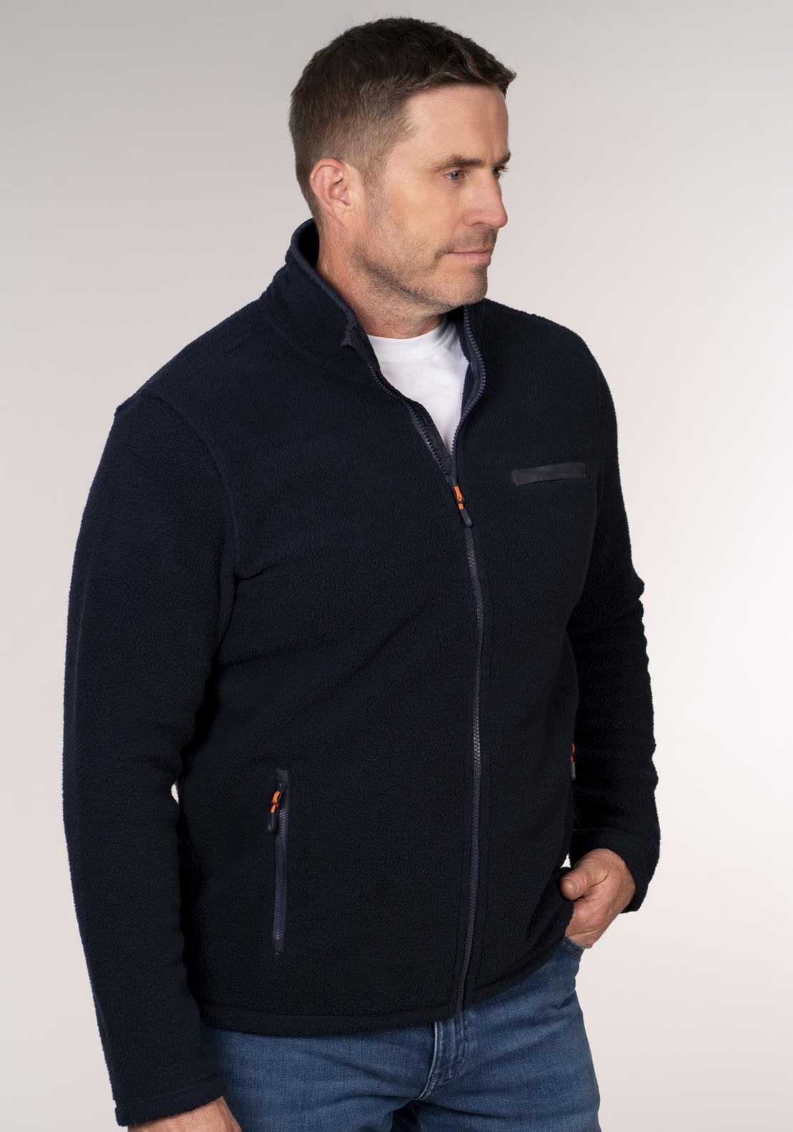 Chris Cayne Full Zip Teddy Fleece - Blue 3 Shaws Department Stores