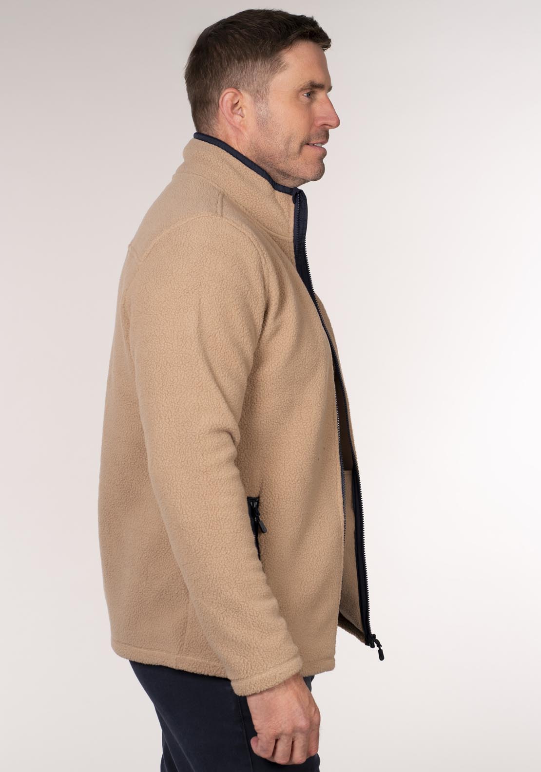 Chris Cayne Full Zip Teddy Fleece - Beige 3 Shaws Department Stores