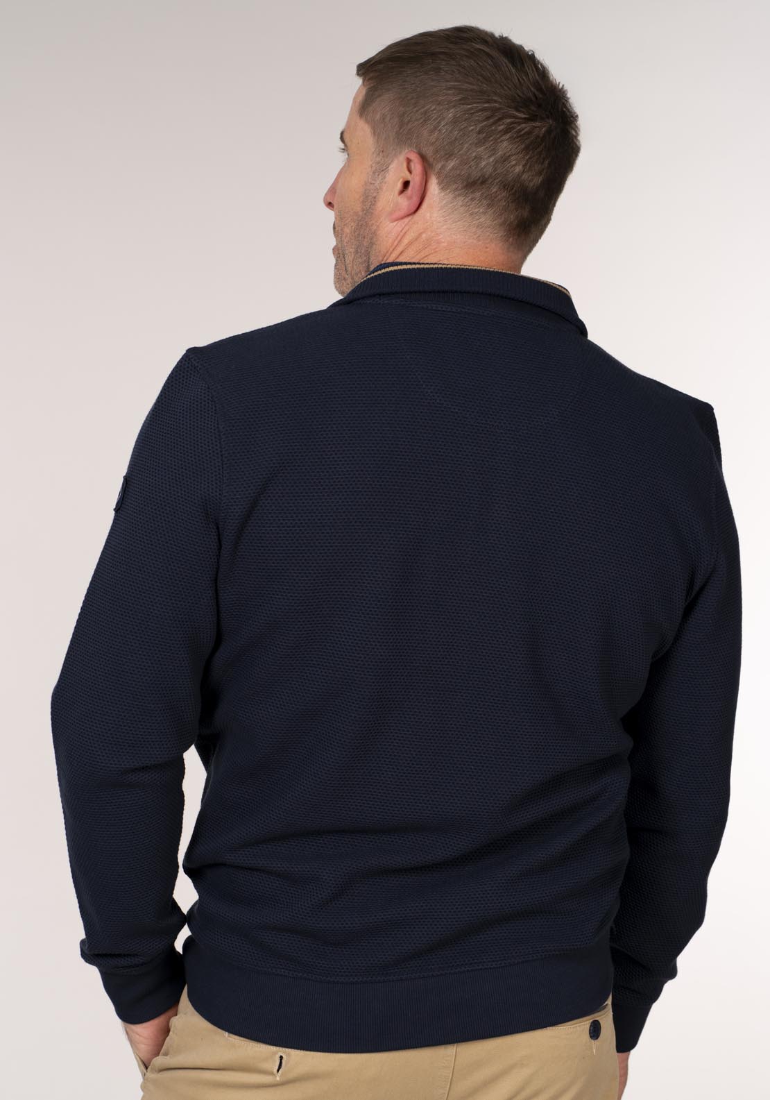 Chris Cayne 1/4 Zip Sweater With Chest Pocket - Blue 2 Shaws Department Stores