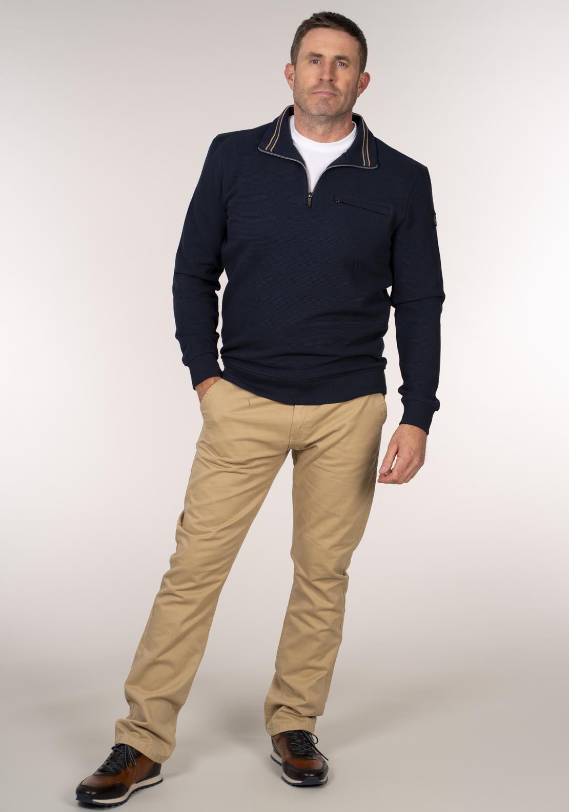 Chris Cayne 1/4 Zip Sweater With Chest Pocket - Blue 5 Shaws Department Stores