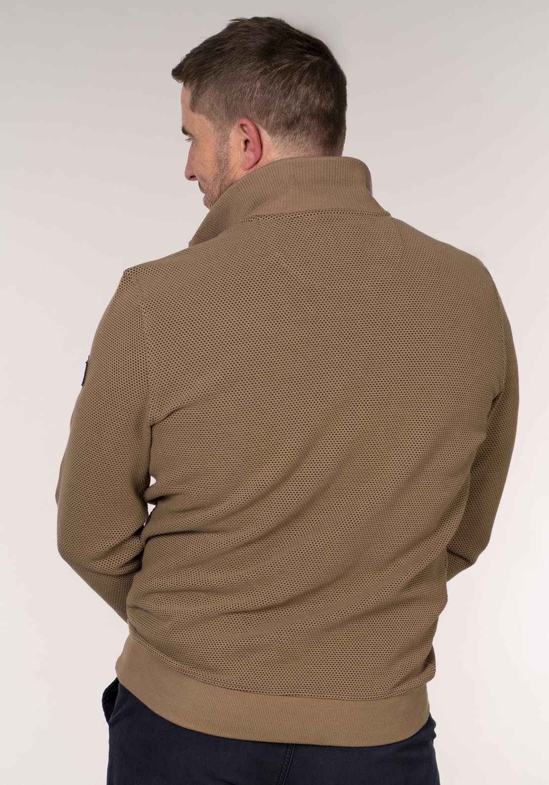 Chris Cayne 1/4 Zip Sweater With Chest Pocket - Camel 2 Shaws Department Stores