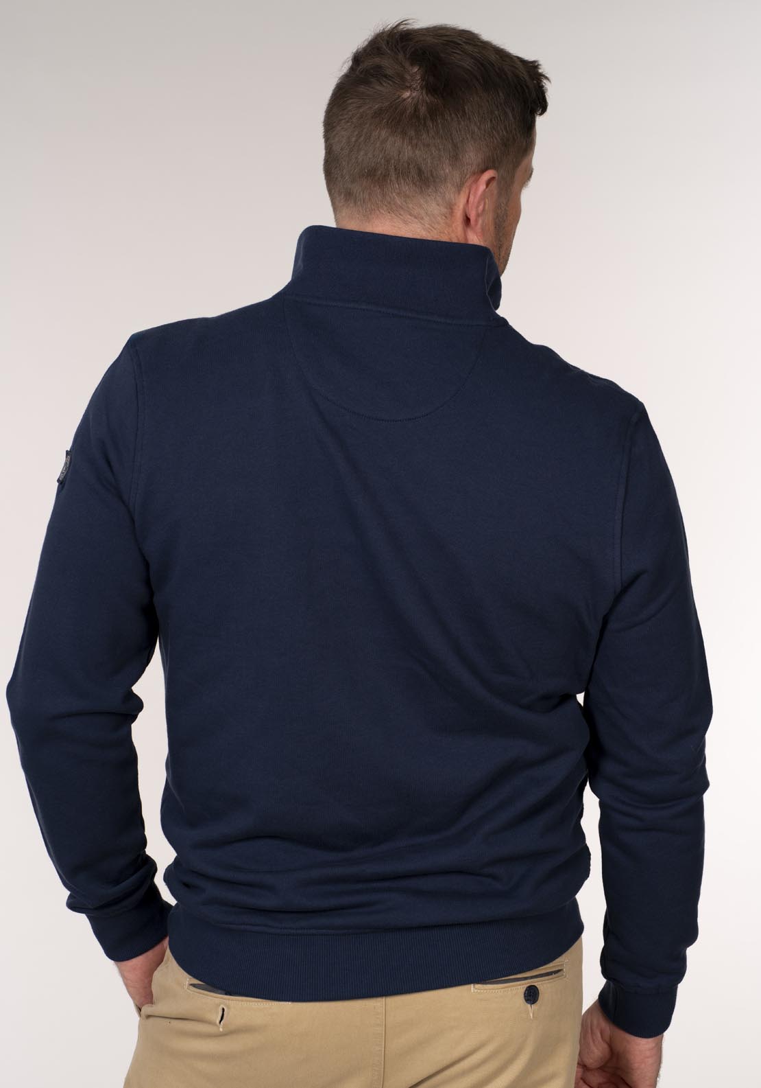 Chris Cayne 1/4 Zip Sweater With Chest Pocket - Blue 2 Shaws Department Stores