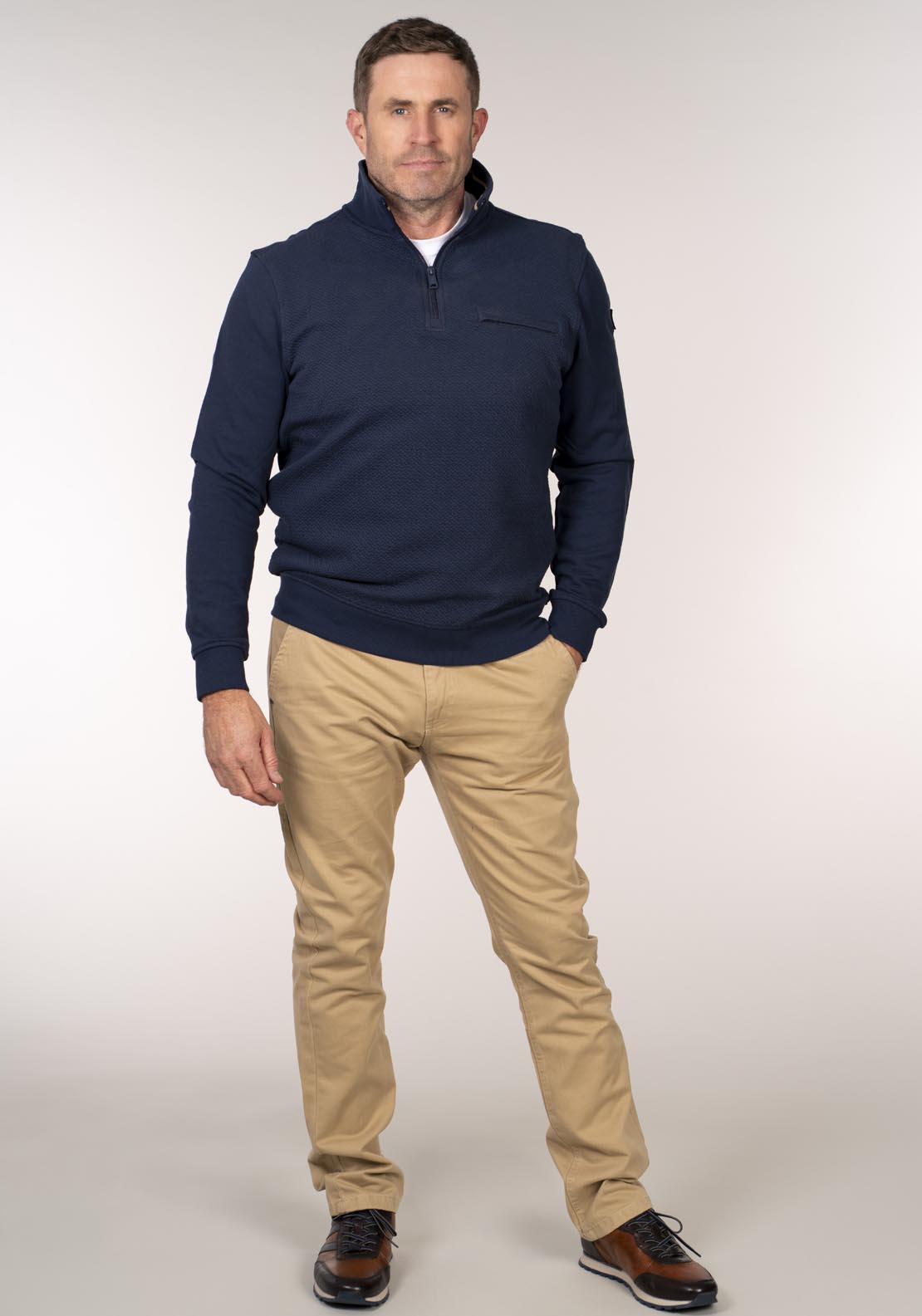 Chris Cayne 1/4 Zip Sweater With Chest Pocket - Blue 5 Shaws Department Stores
